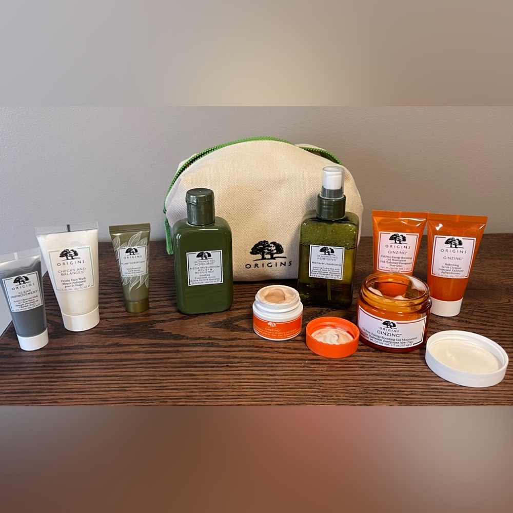 Origins skincare line with bag